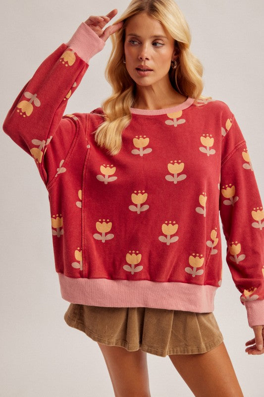 TULIP SWEATSHIRT IN WINE