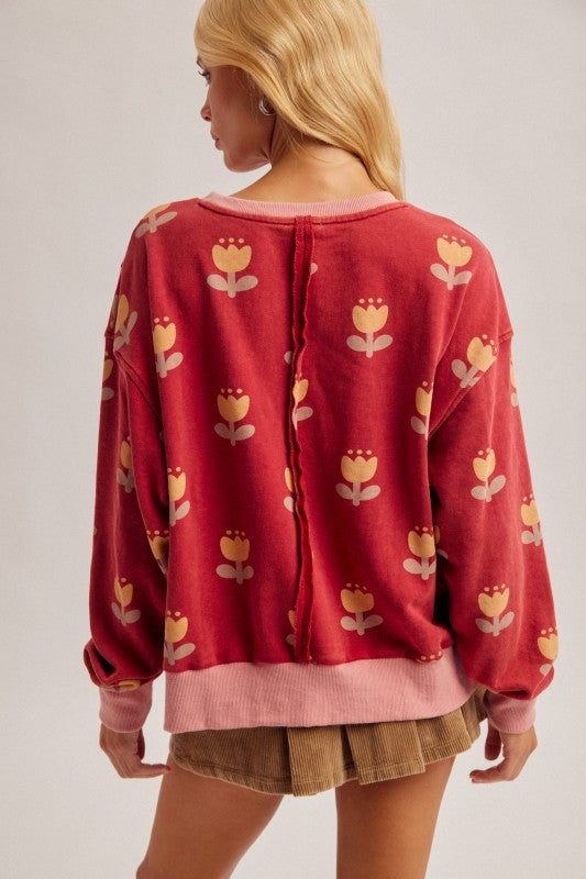 TULIP SWEATSHIRT IN WINE