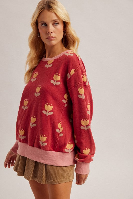 TULIP SWEATSHIRT IN WINE