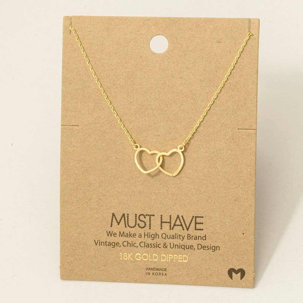 Gold Dipped Heart Link Charm Necklace