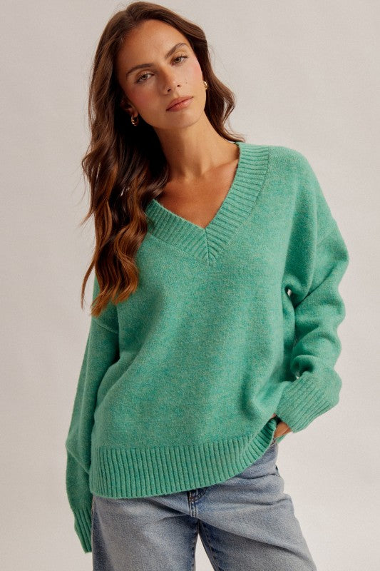 V-NECK SWEATER IN GREEN