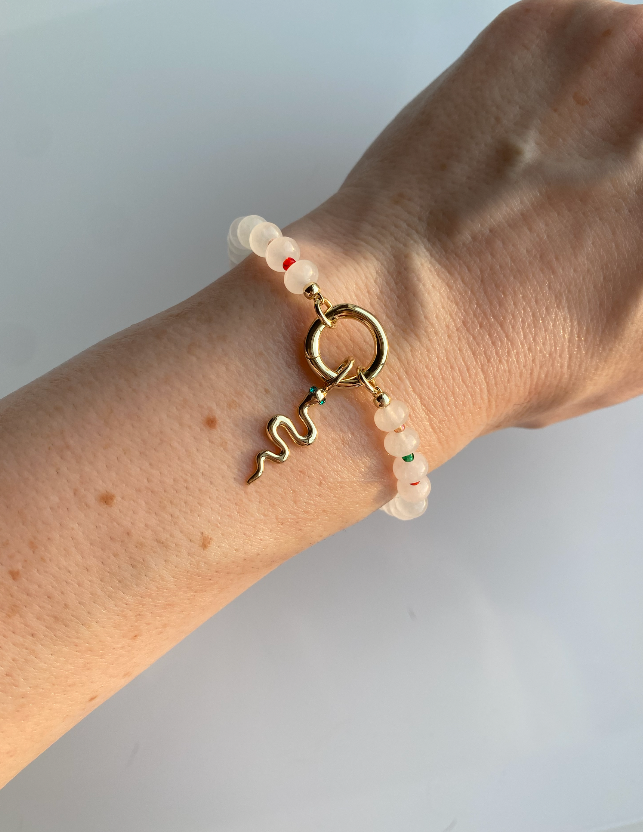 Bondi Beaded Bracelet in White Stone (Designed for Charms)