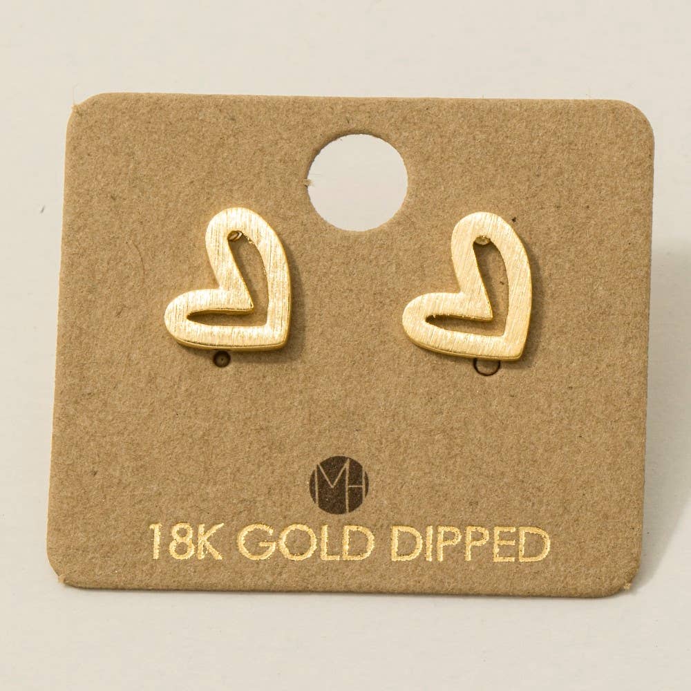 Gold Dipped Heart Stud Earrings