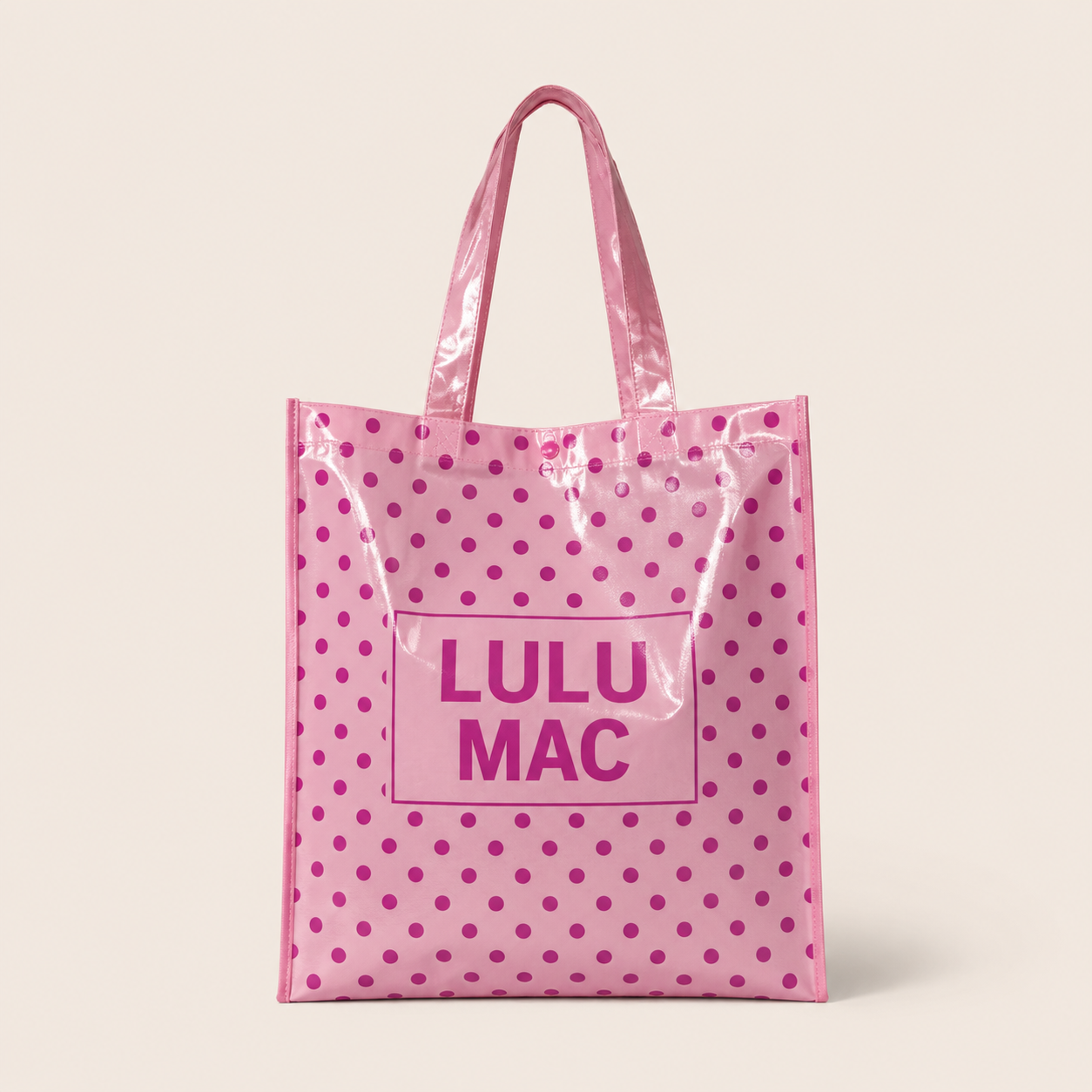 Girlie Girl Originals - LM-BG-1004 REUSABLE TOTE-LIGHT PINK HOT PINK DOT