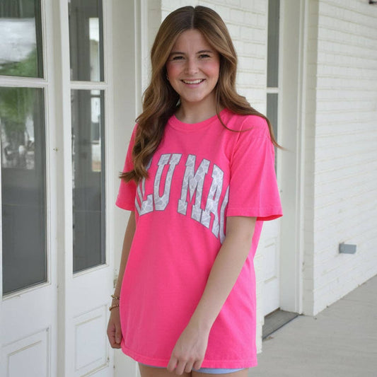 Camo Adult Neon Pink Comfort Colors Tee