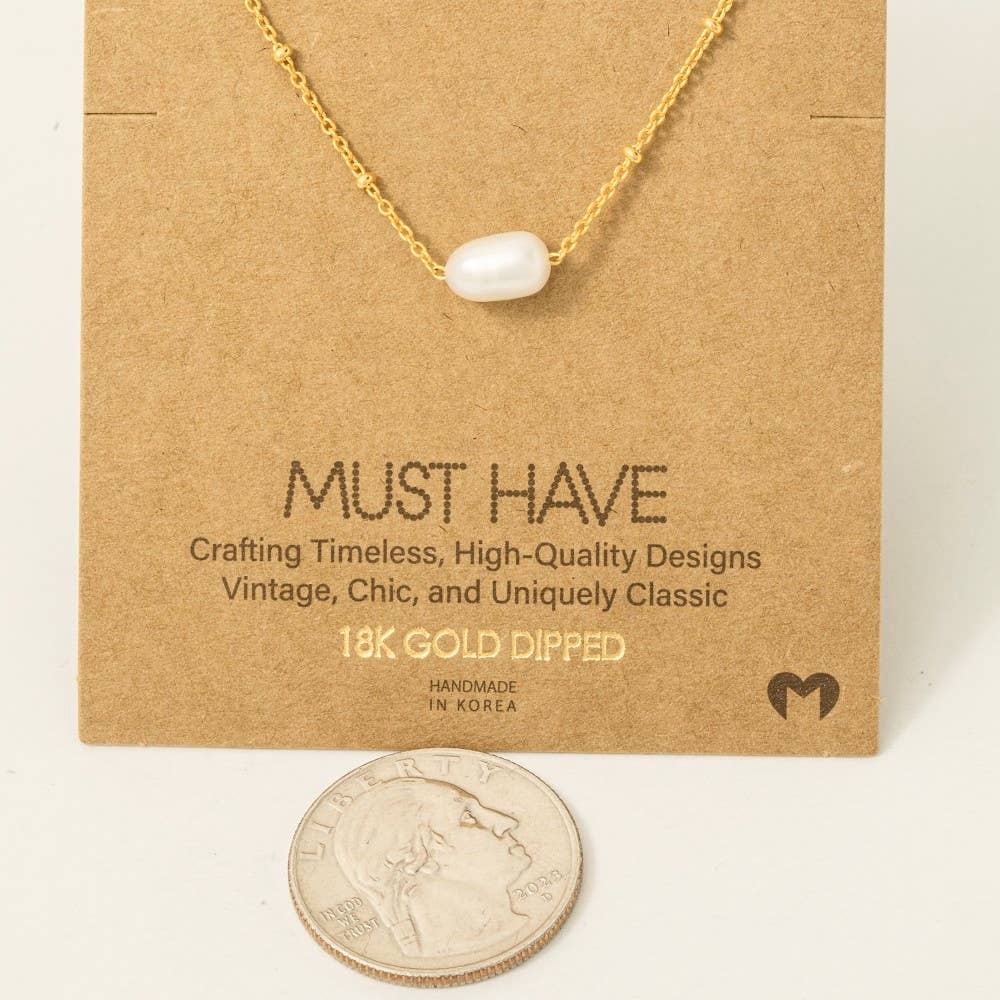 Gold Dipped Pearl Pendant Necklace