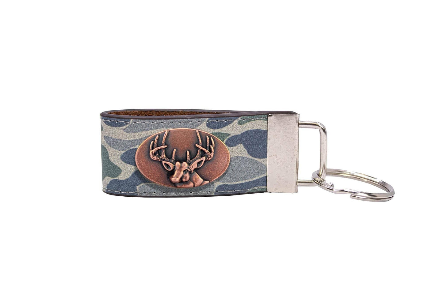 Zep-Pro - Buck Hunting Old School Camo Leather Loop Keychain.