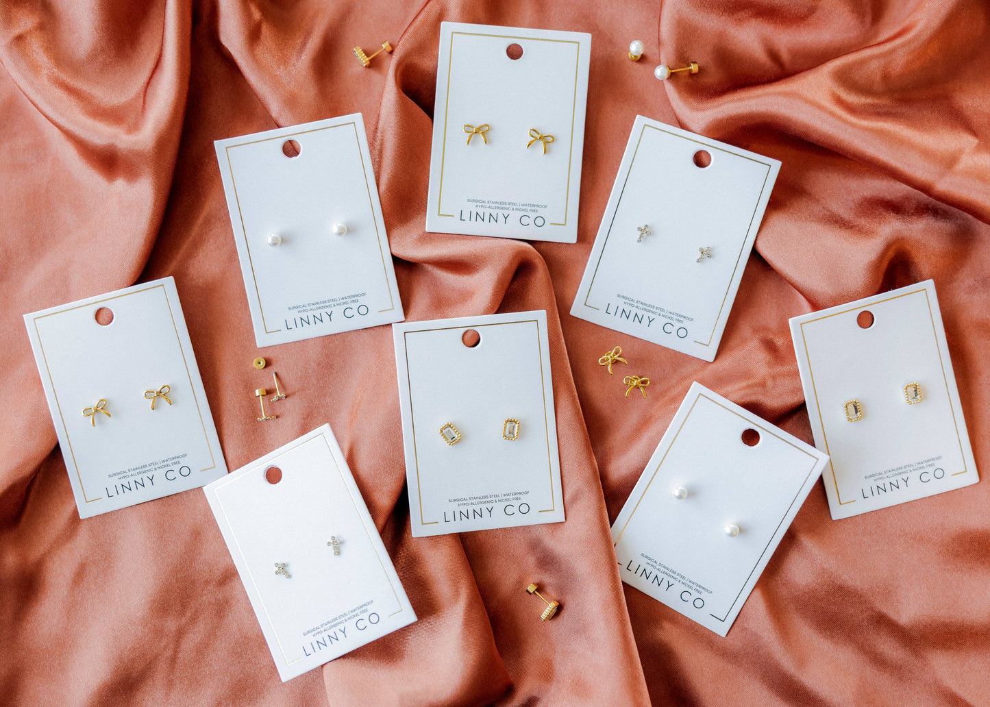 Screwback Stud Earrings - Clara Cross Gold