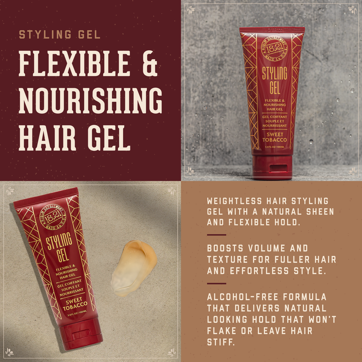 18.21 Man Made - Hair Styling Gel - Sweet Tobacco