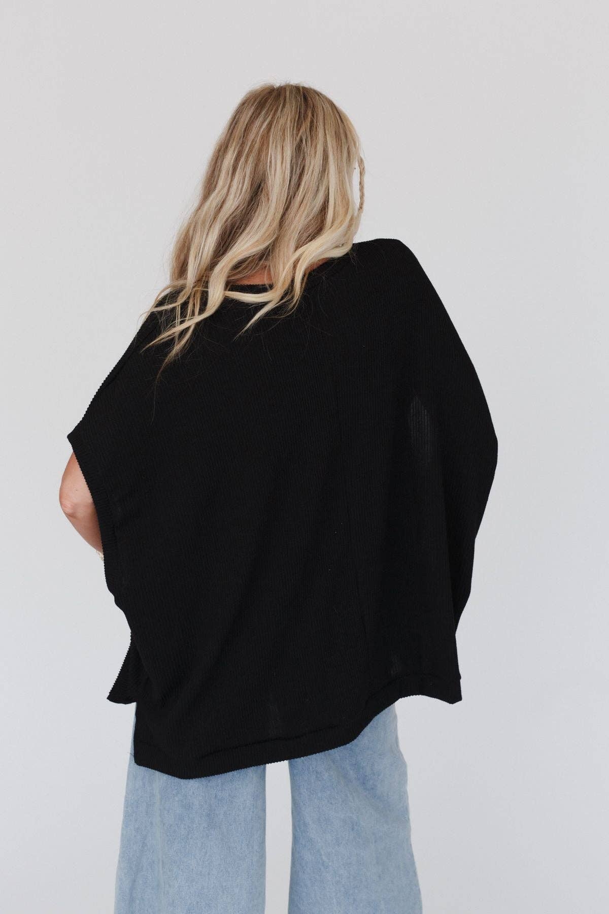Three Bird Nest - Moon Glow Texture Knit Top - Black
