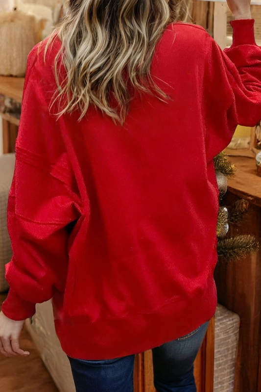 Little Daisy Closet - LDC holly jolly Playful Letter Embroidered Baggy Sweatshirt