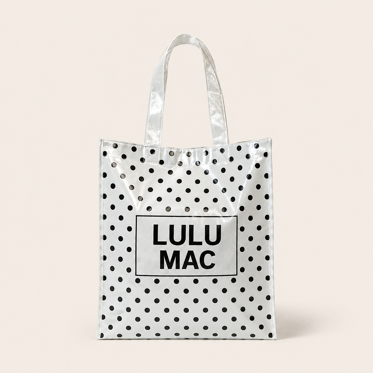 Girlie Girl Originals - LM-BG-1004 REUSABLE TOTE-WHITE BLACK DOTS