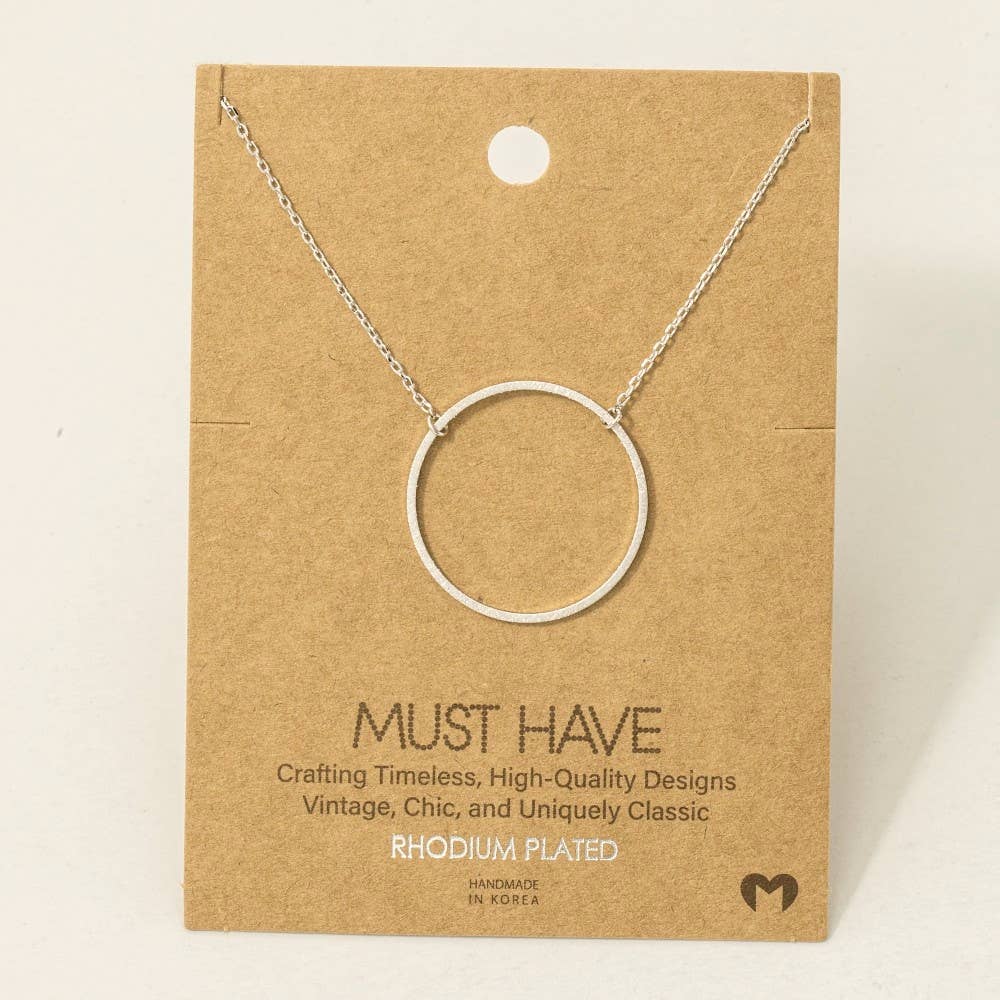 Gold Dipped Large Circle Cut Out Pendant Necklace