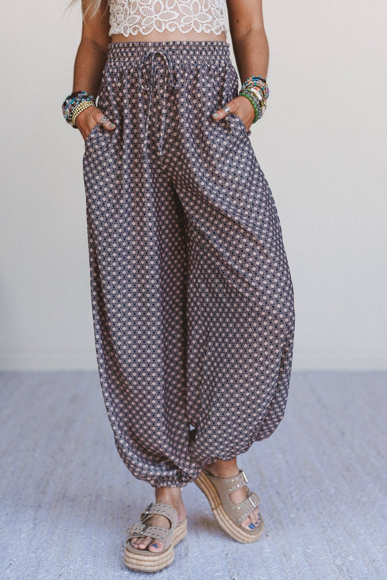 Three Bird Nest - Mystic Mirage Printed Joggers - Black