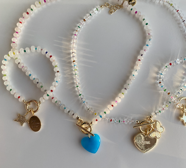 Bondi Beaded Bracelet in Clear (Designed for Charms)