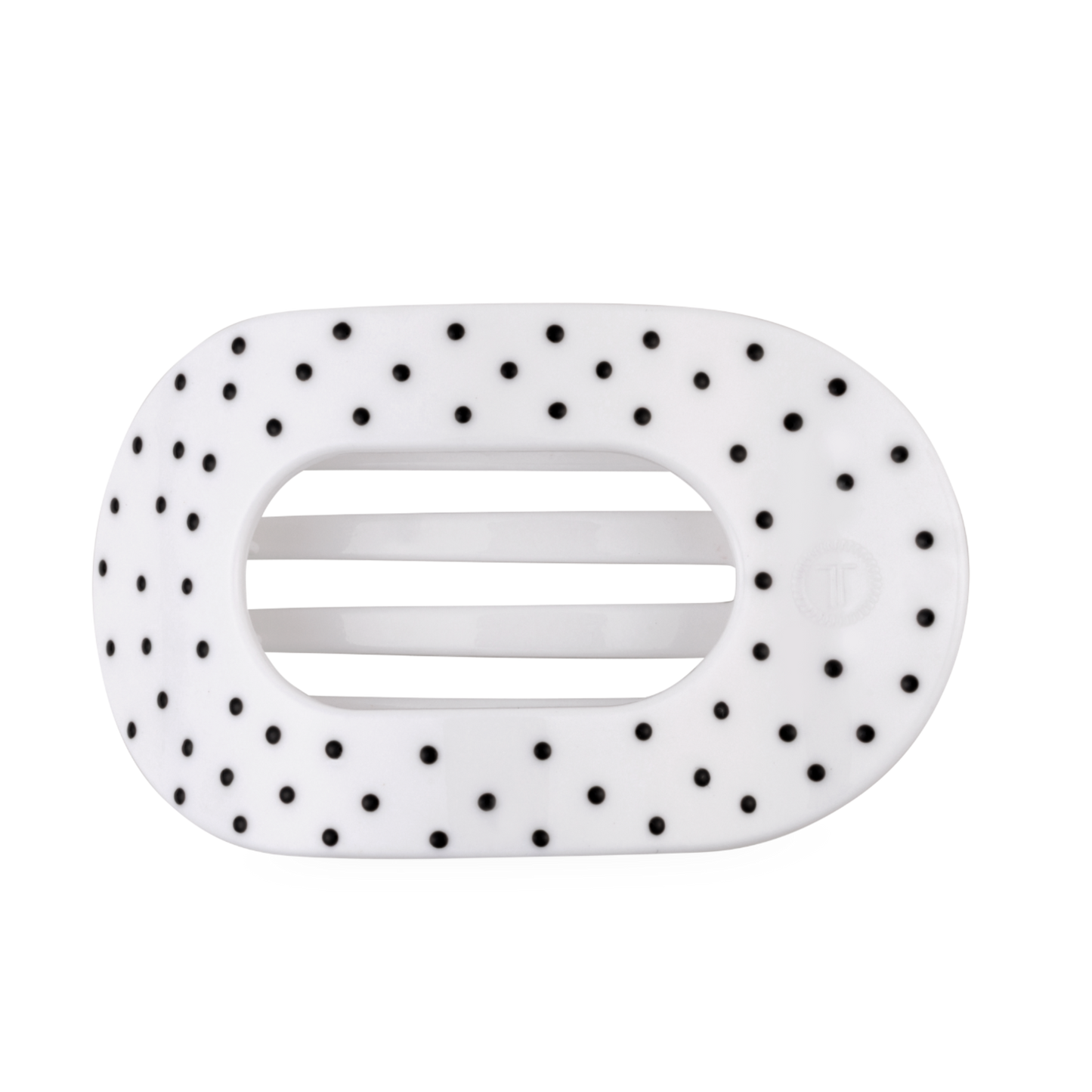 TELETIES - White Polka Dot Party Large Flat Round Hair Clip