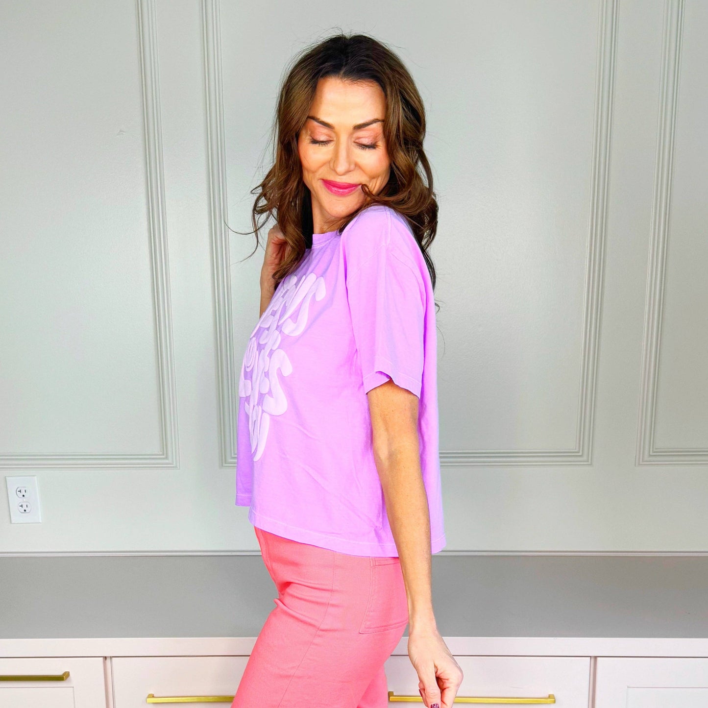 Smiley Jesus Loves You Puff Cropped Tee