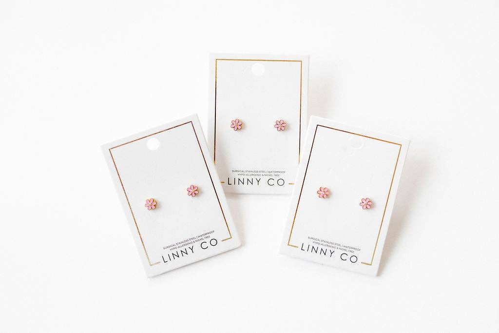 Screwback Stud Earrings - Alli Pink