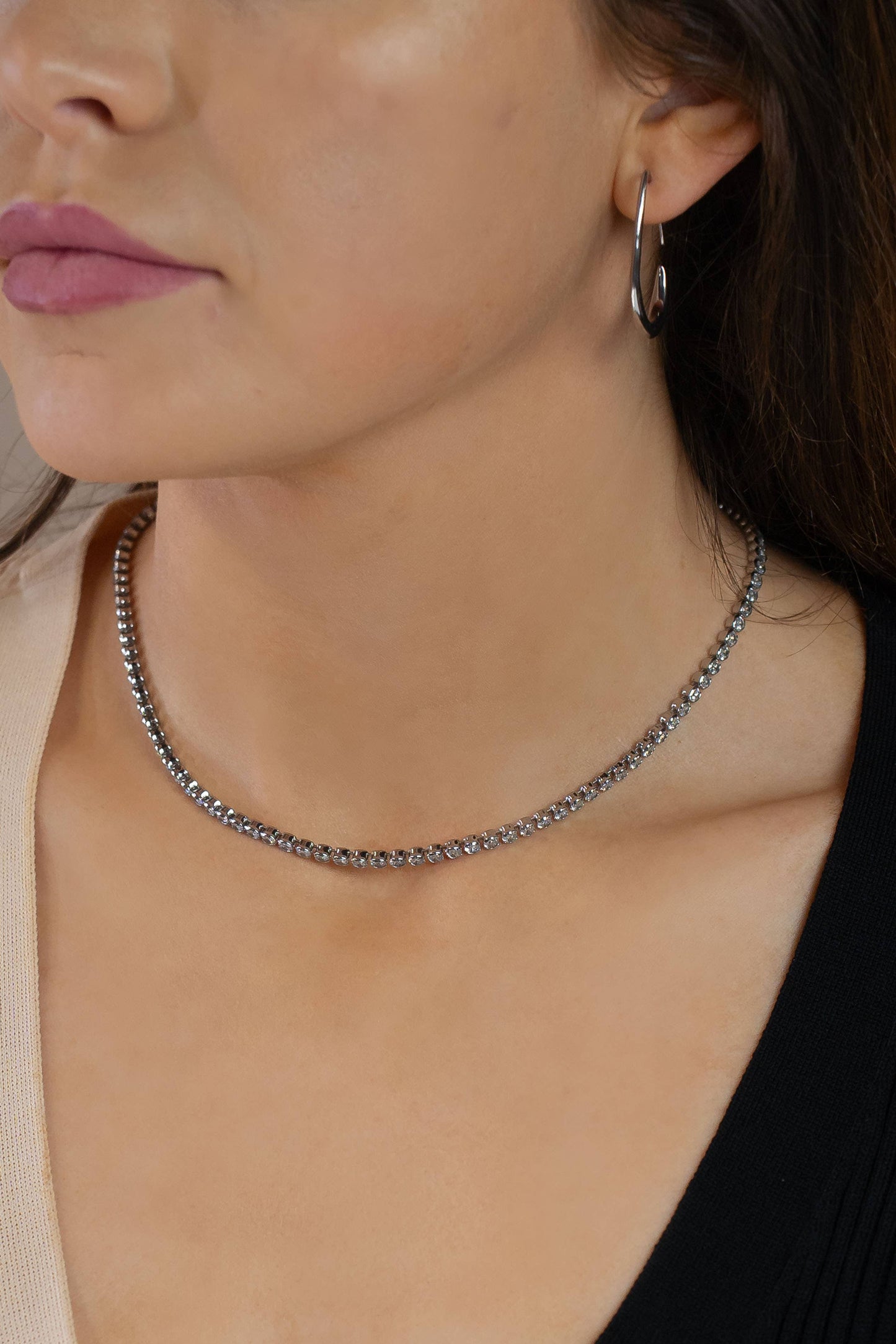 Morgan Necklace | Rhinestone Chain in Gold or Silver 
