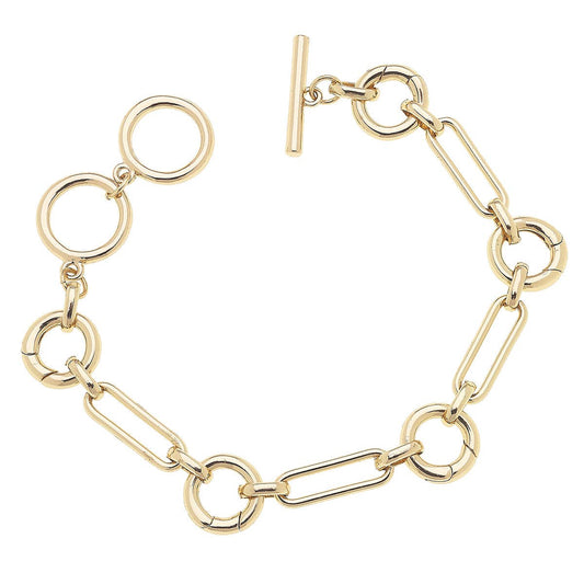Multi-Charm Toggle Bracelet Base in Shiny Gold