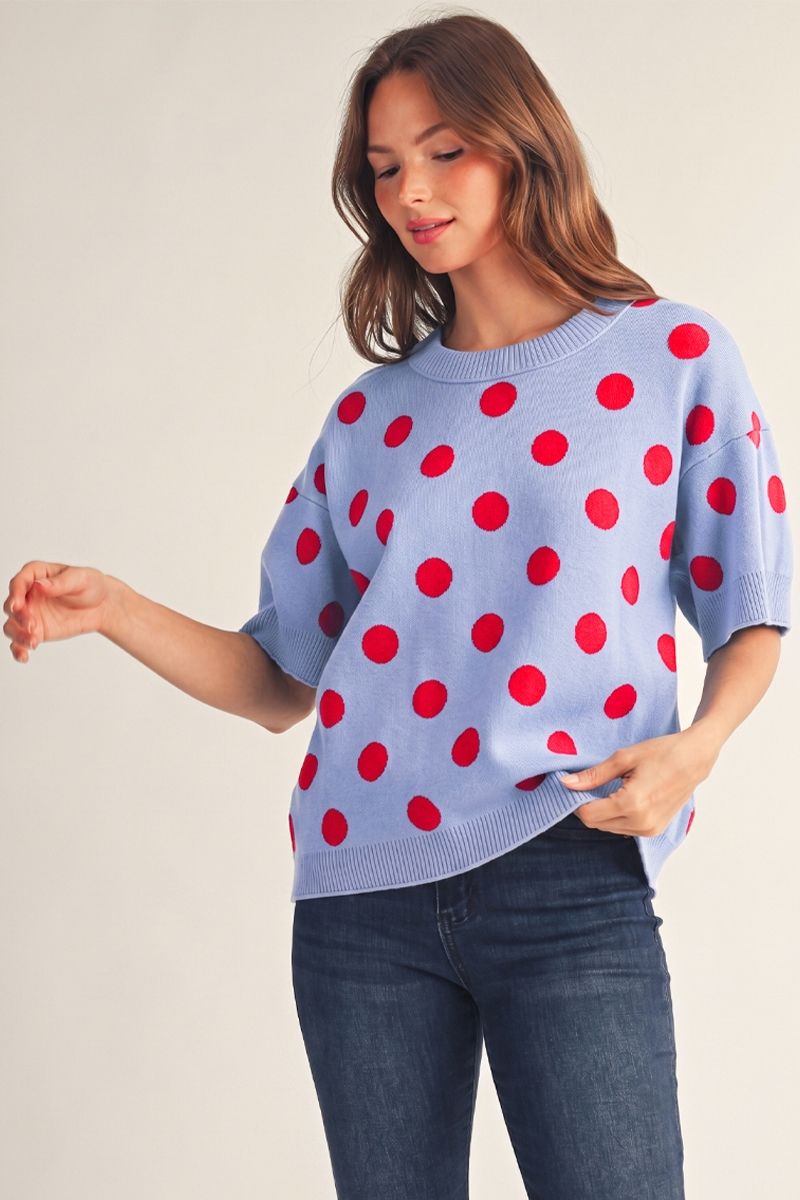 BLUE POLKA DOT SWEATER