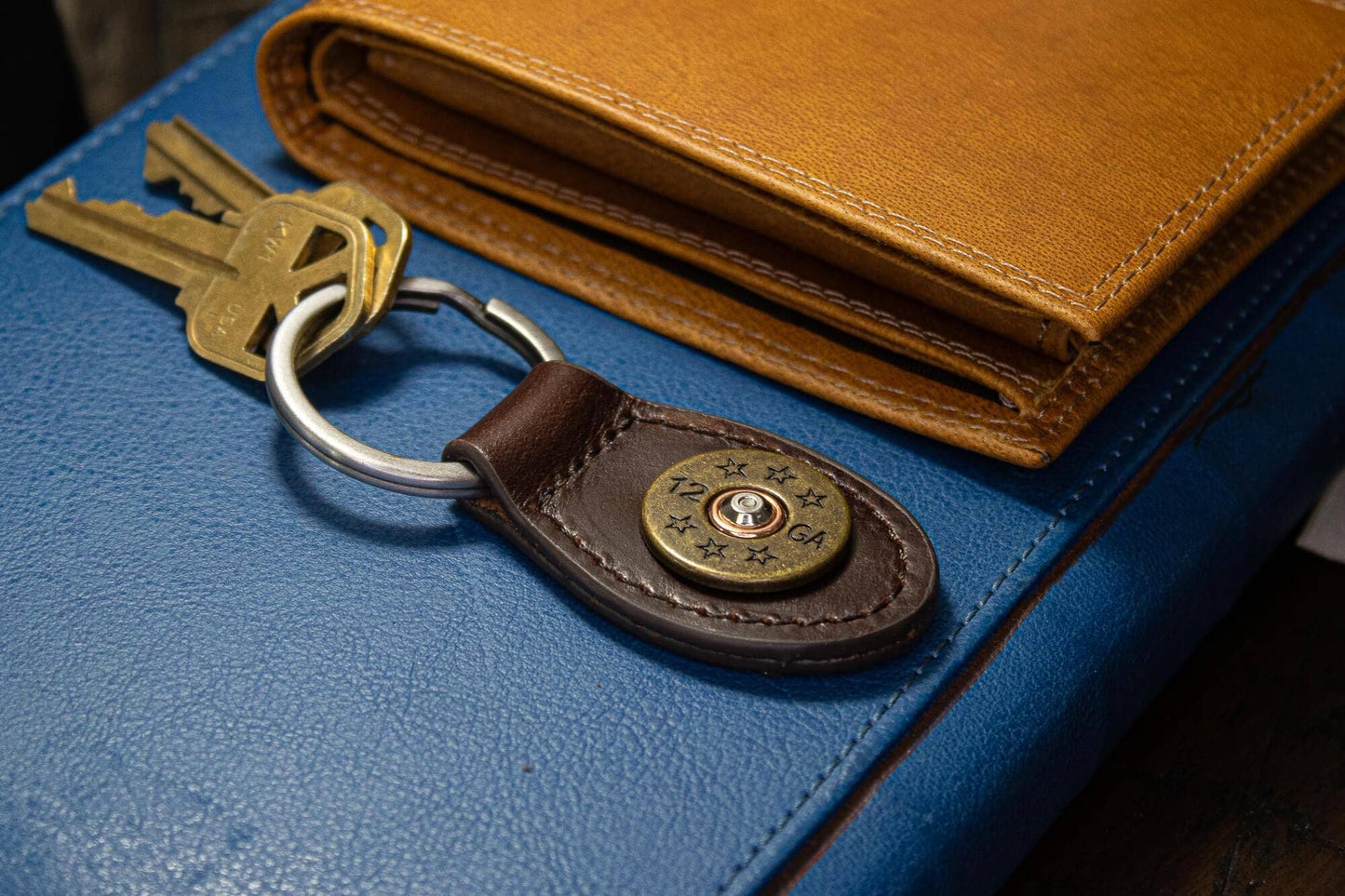 Shot Shell Oval Leather Keychain