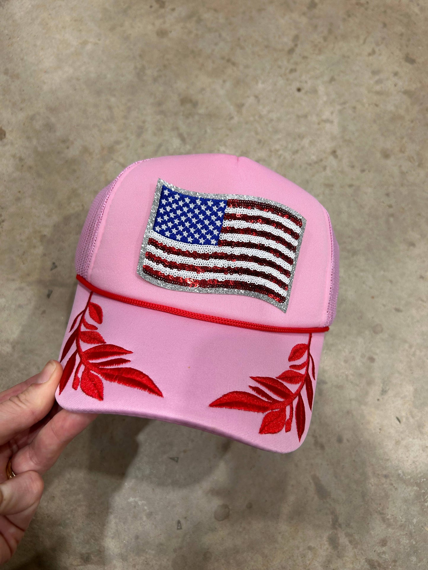 Sequin Flag Trucker Hat