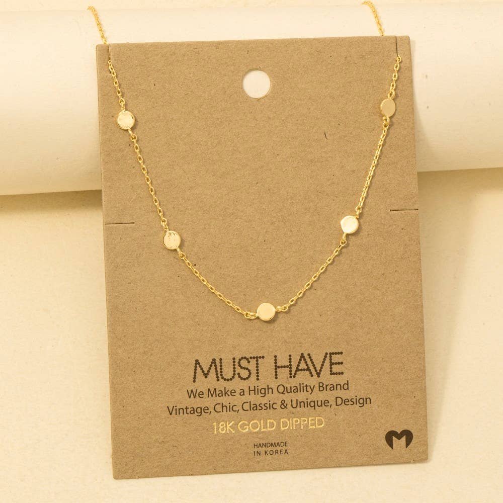 Dainty Circle Disc Station Necklace