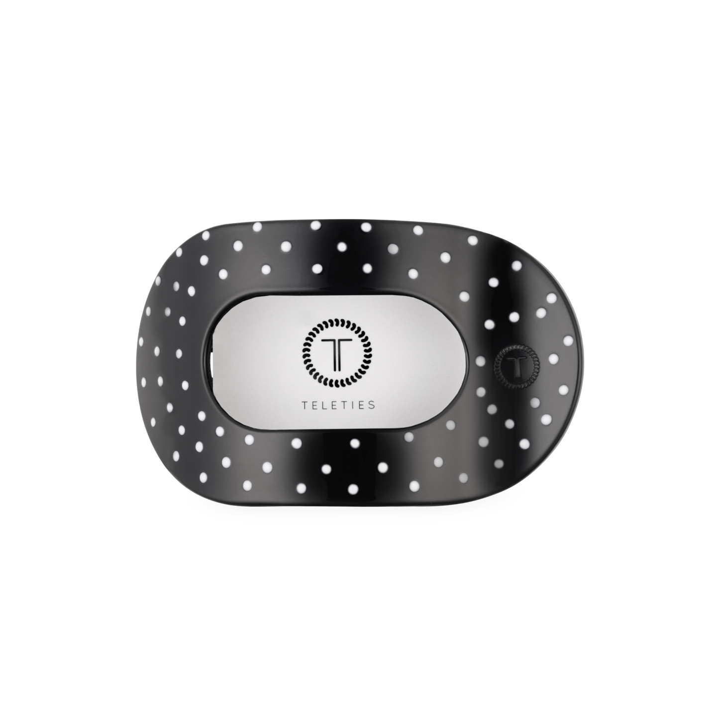 TELETIES - Black Polka Dot Party Medium Flat Round Hair Clip