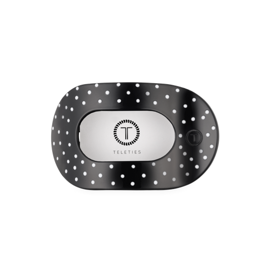 TELETIES - Black Polka Dot Party Medium Flat Round Hair Clip
