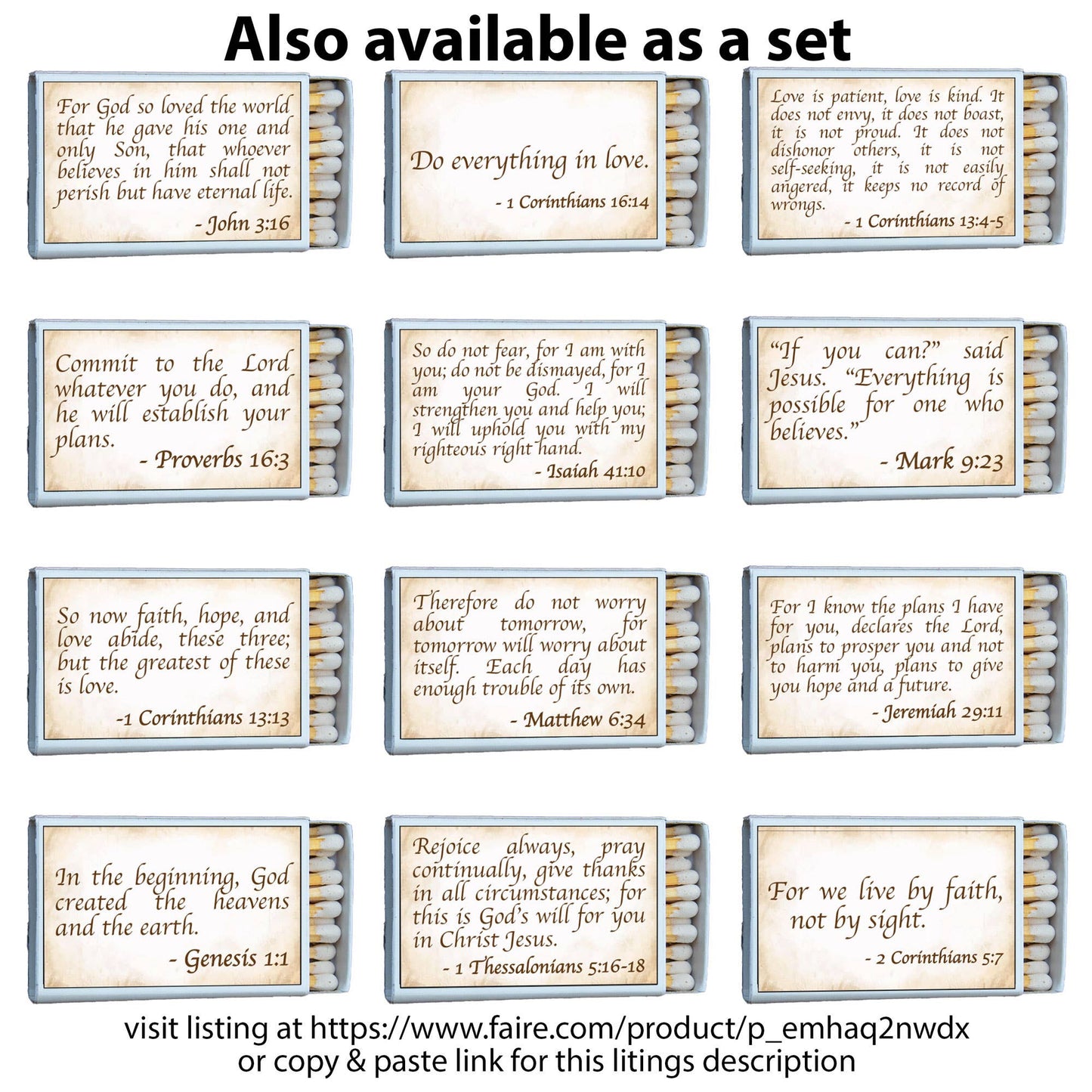 Matches • Bible Verse Jeremiah 29:11 Matchboxes