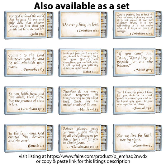 Matches • Bible Verse Jeremiah 29:11 Matchboxes
