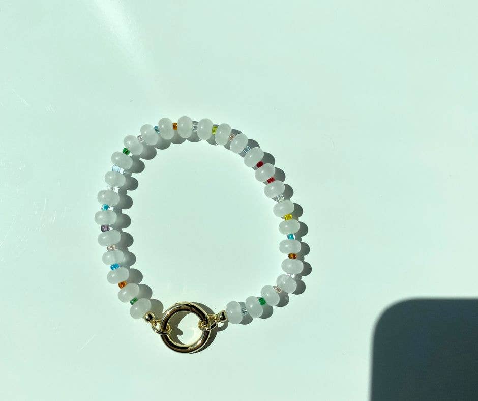 Bondi Beaded Bracelet in White Stone (Designed for Charms)