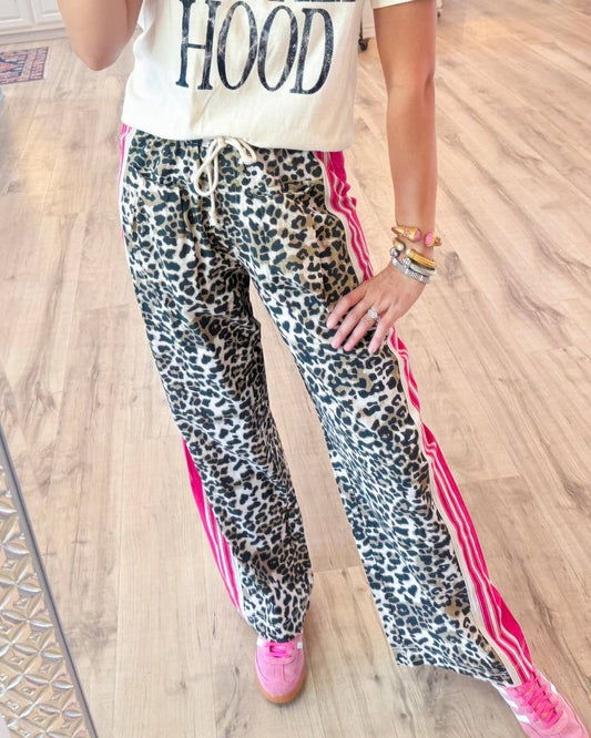 Leopard Print Patchwork Pants