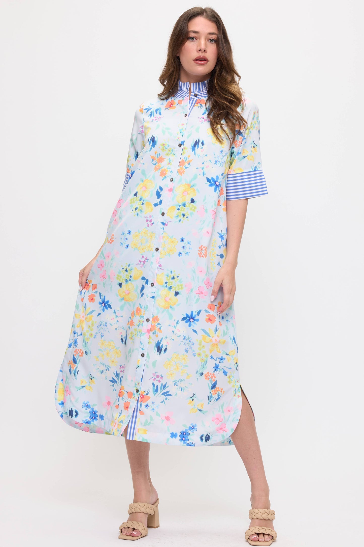Floral Shirt Midi Dress