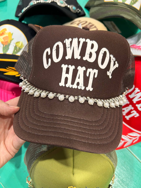 Trucker Hat Chain Rhinestone Pearl