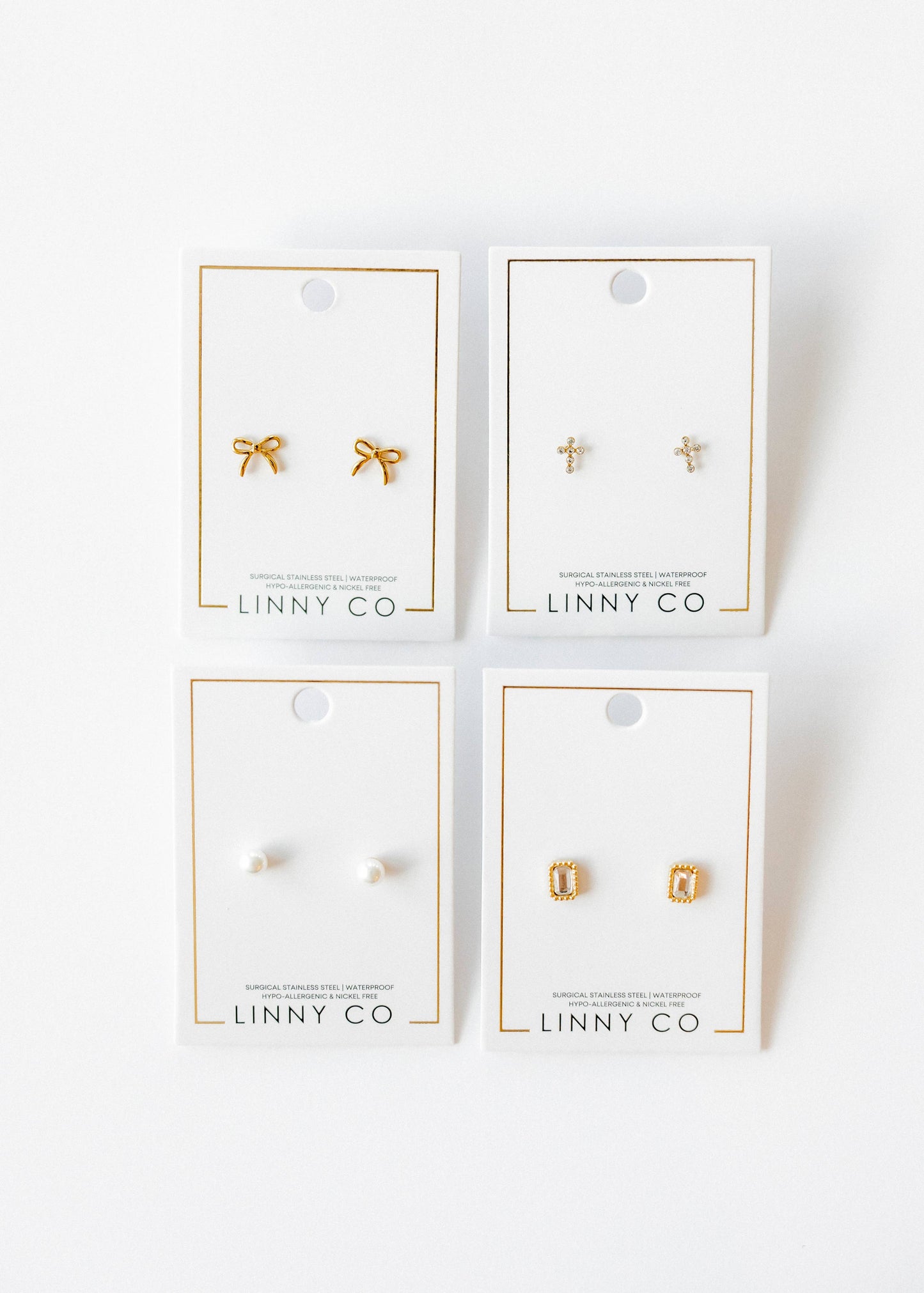 Screwback Stud Earrings - Clara Cross Gold