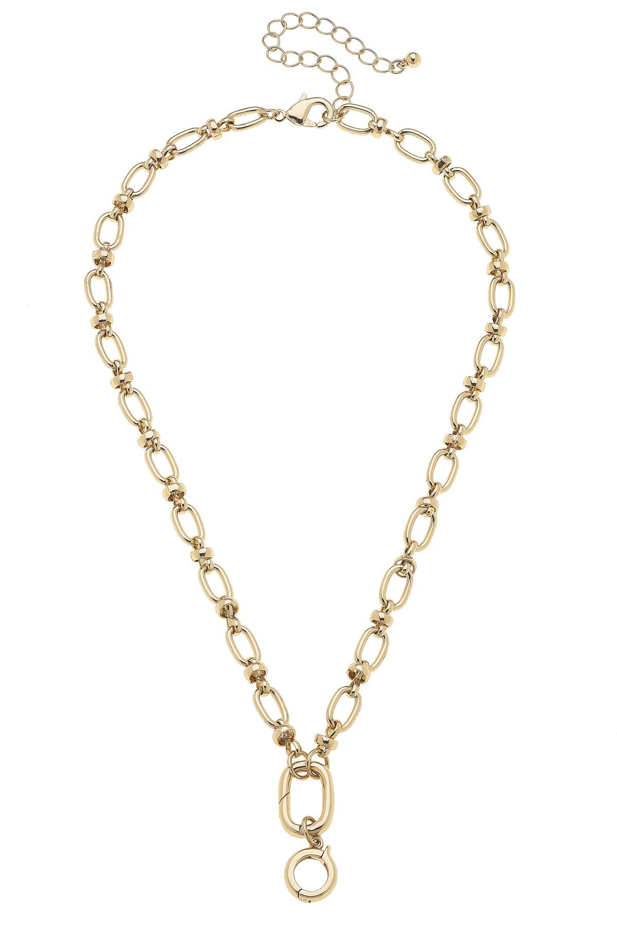 Cable Link Charm Necklace Base in Shiny Gold