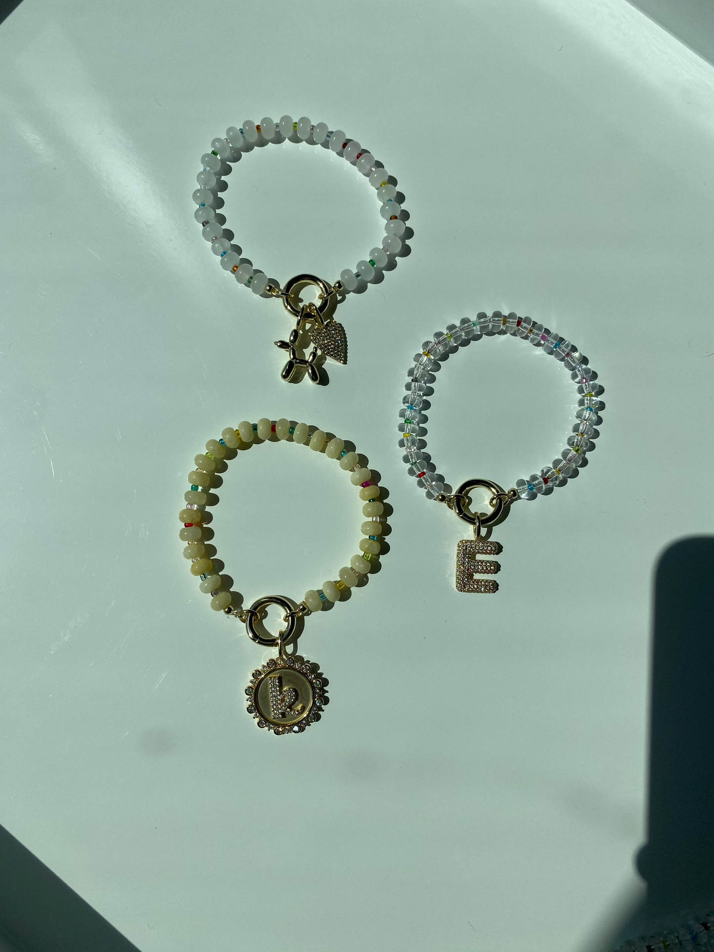 Bondi Beaded Bracelet in White Stone (Designed for Charms)