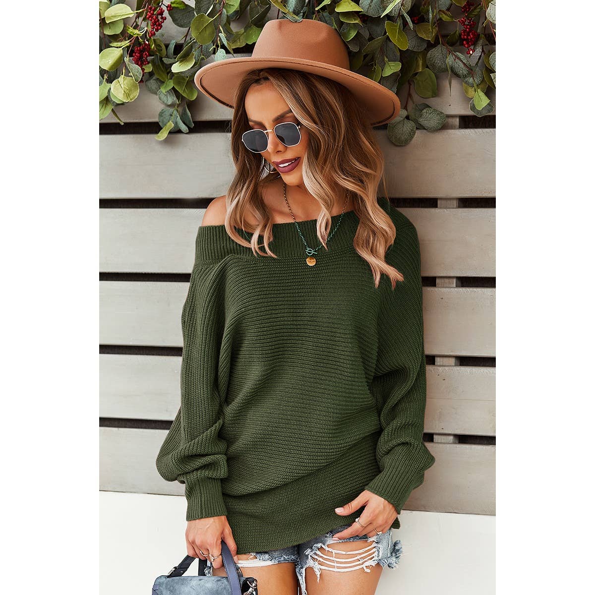 Scoop Neck Solid Long Sleeve Sweater