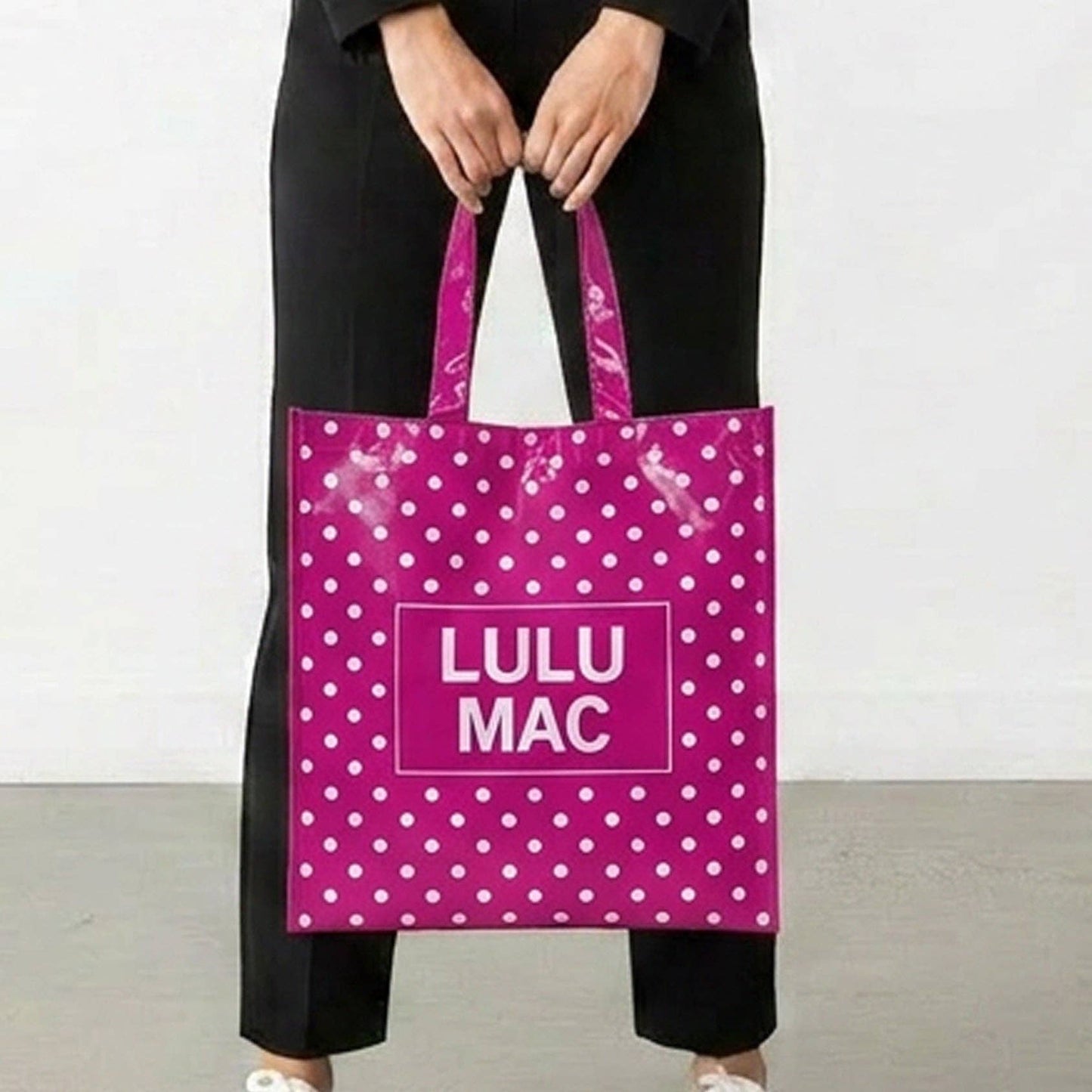 Girlie Girl Originals - LM-BG-1004 REUSABLE TOTE -HOT PINK WHITE DOT