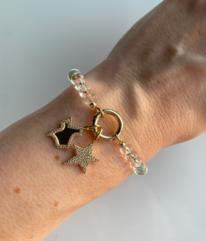 Bondi Beaded Bracelet in Clear (Designed for Charms)