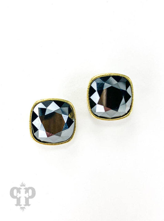 12mm Austrian square crystal post earring