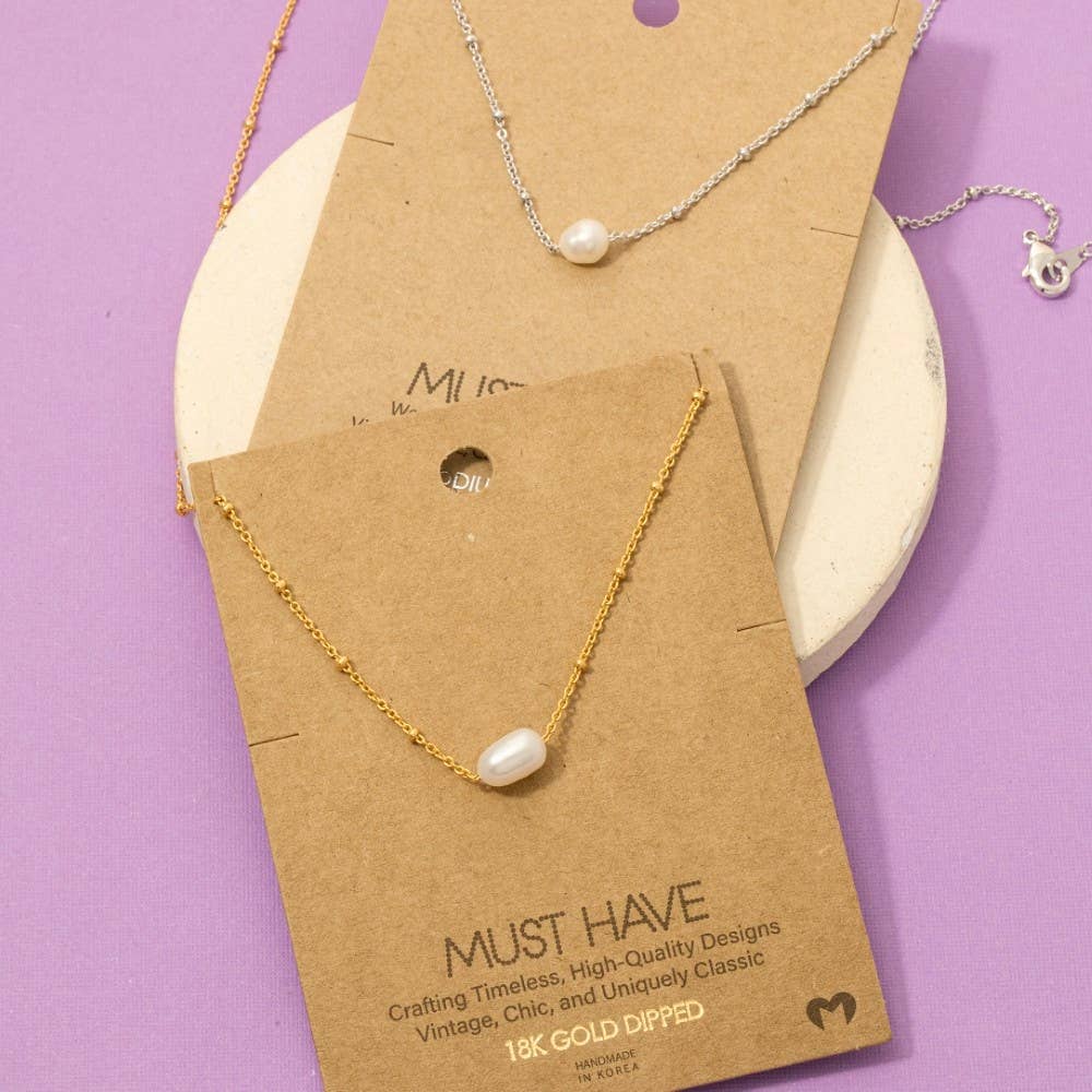 Gold Dipped Pearl Pendant Necklace