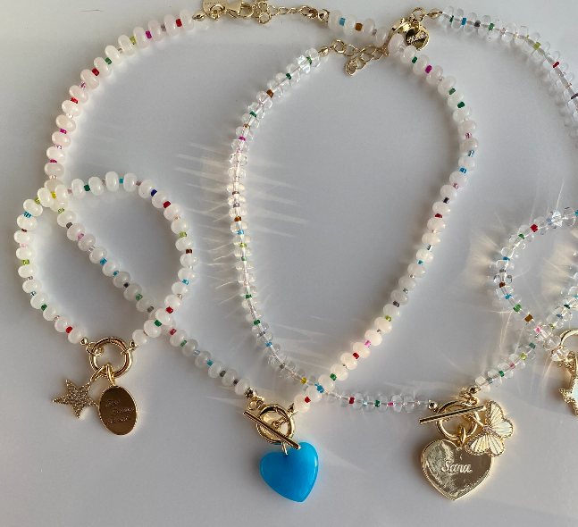 Bondi Beaded Bracelet in White Stone (Designed for Charms)