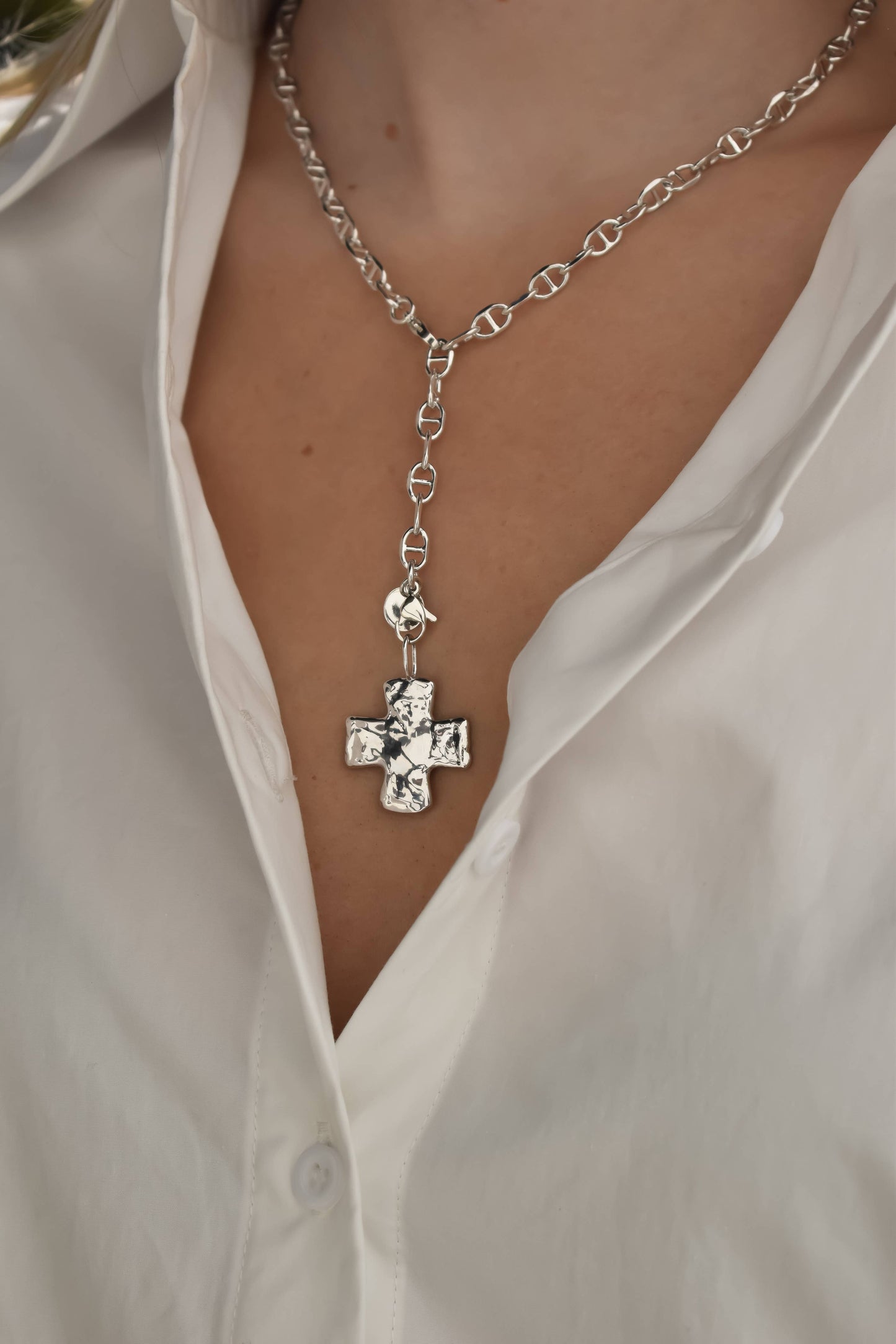 Hammered Cross Charm