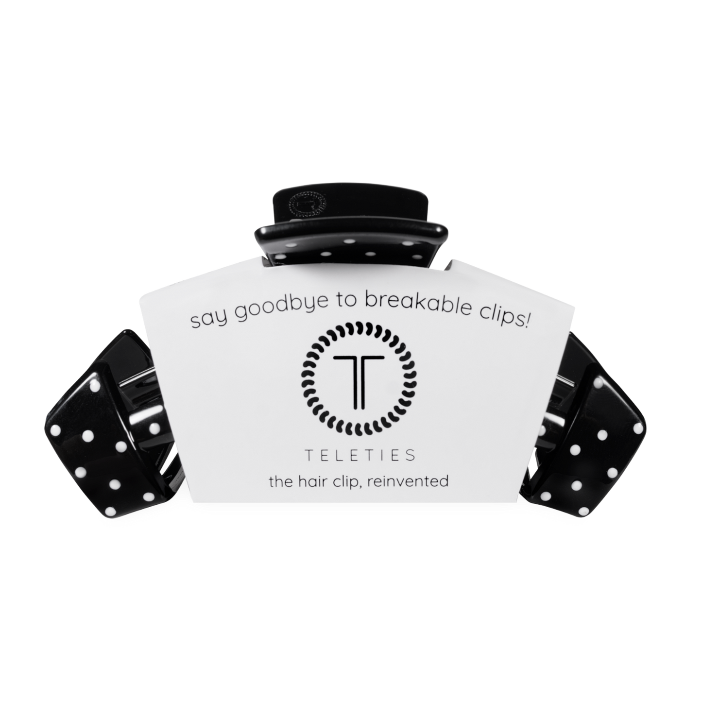TELETIES - Classic Black Polka Dot Party Large Claw Clip