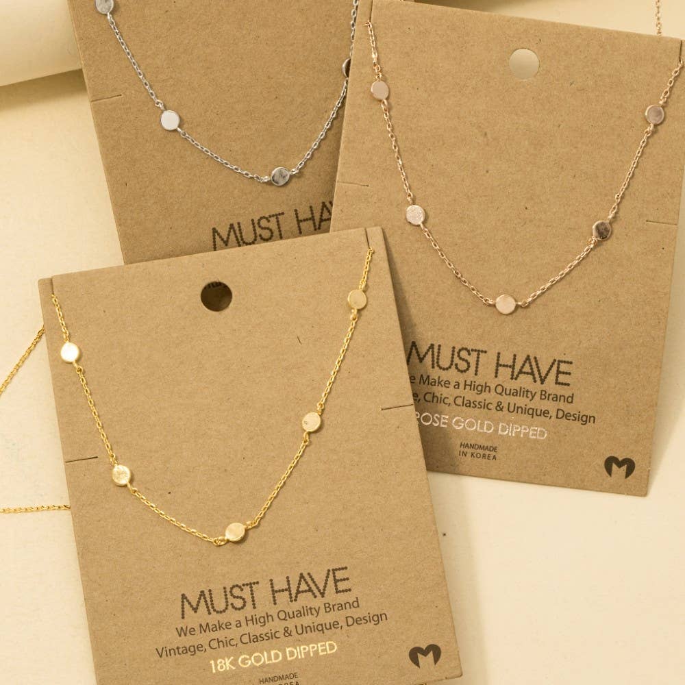 Dainty Circle Disc Station Necklace