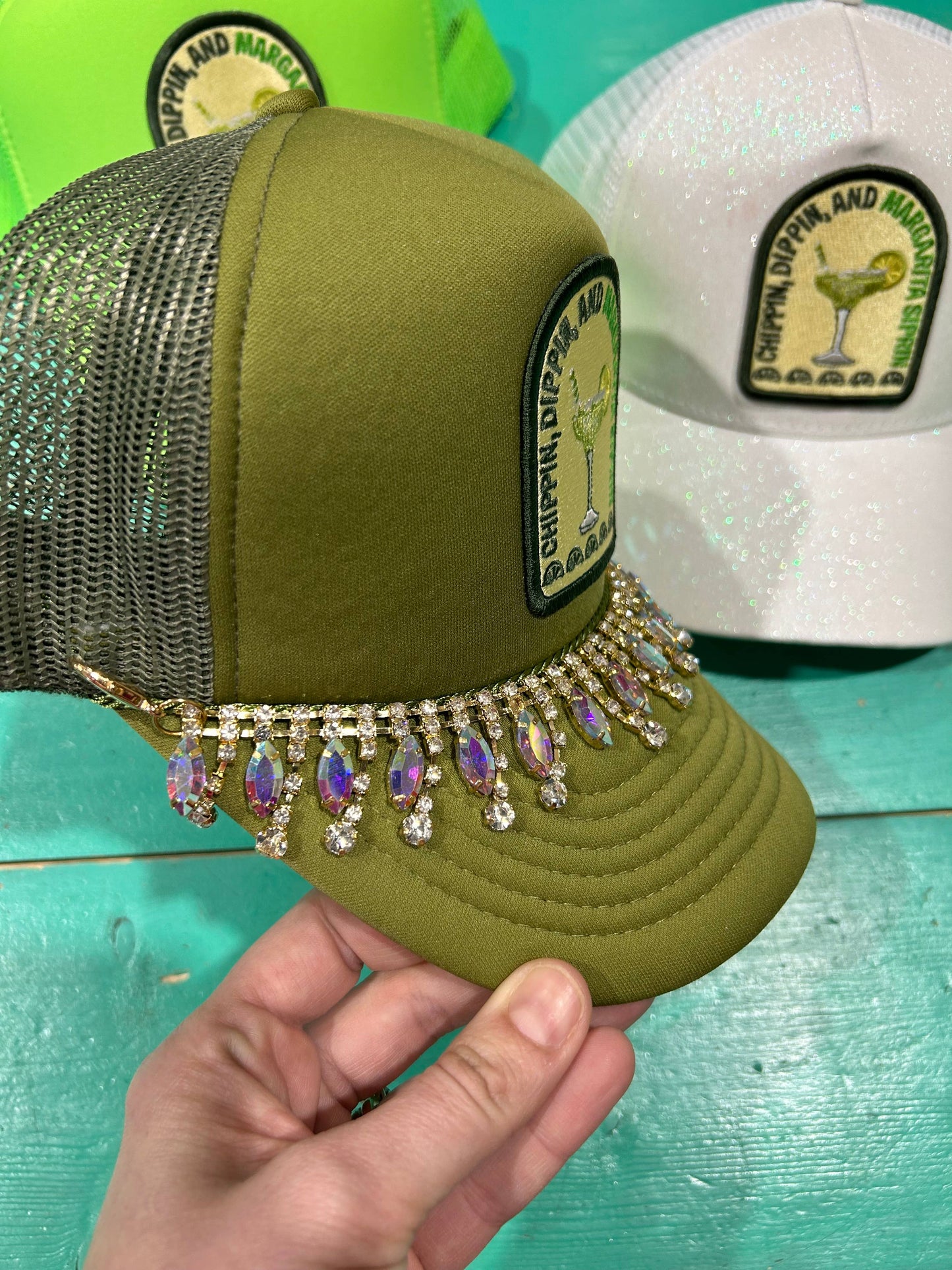 Trucker Hat Chain Rhinestone Drop