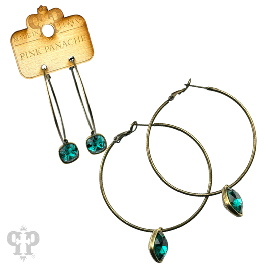 12mm Austrian square crystal hoop earring